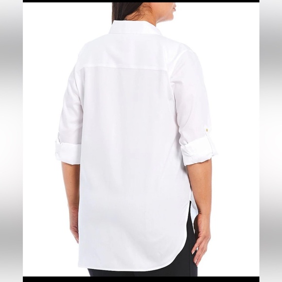 New! Calvin klein plus size 3X white roll tab long sleeve non iron cotton shirt. - Picture 3 of 12